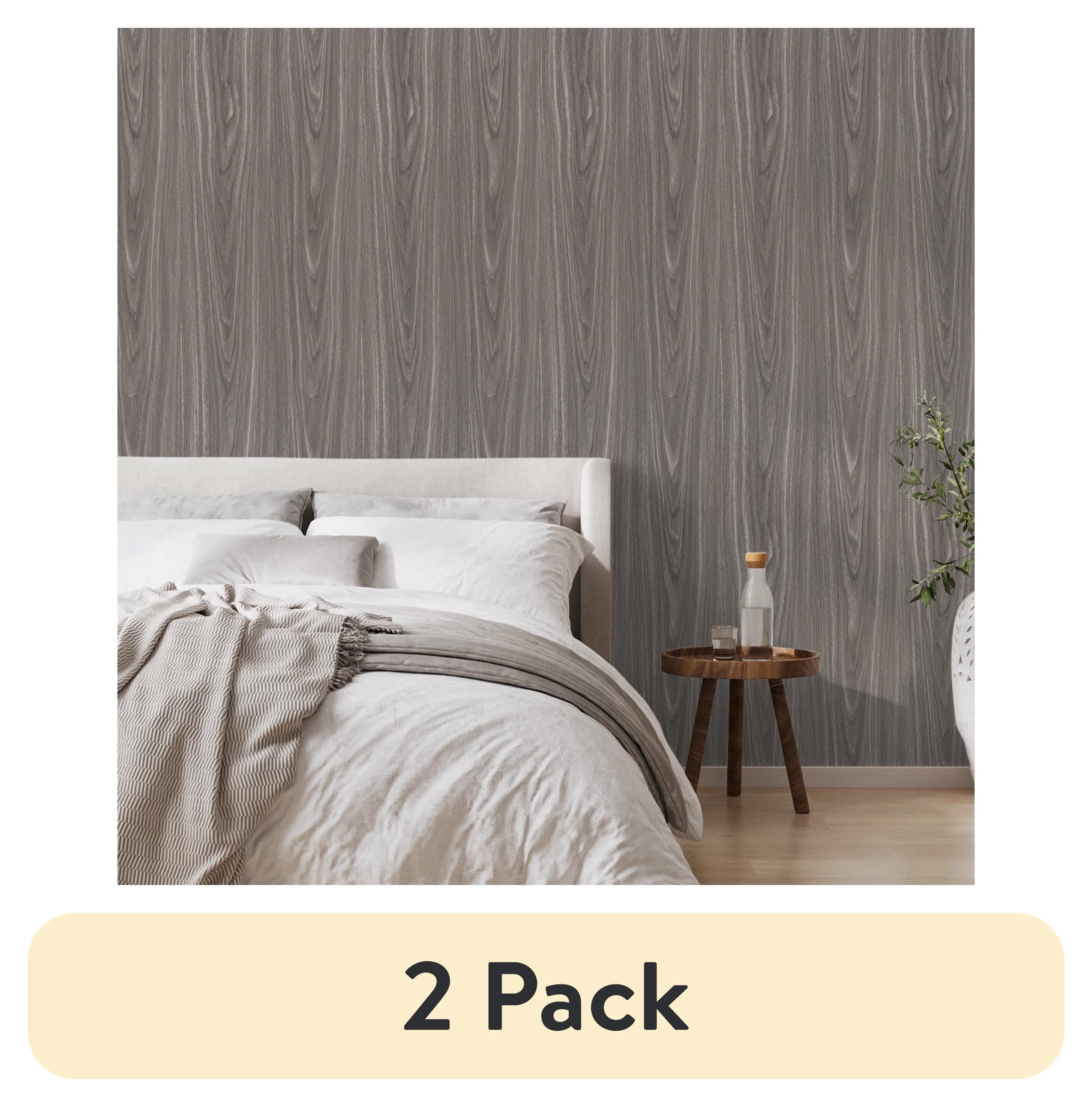 (2 pack) Abyssaly 15.7" x 118" Gray Wood Peel and Stick Wallpaper Self-adhesive Removable Wallpaper for Bedroom Cabinets Desk Drawer Lining