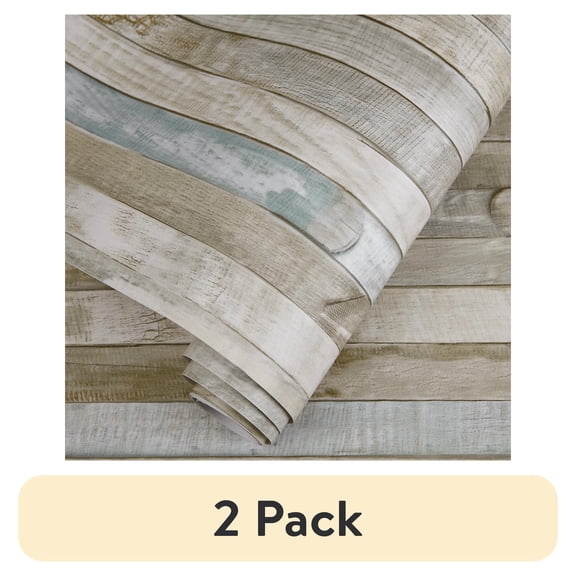 (2 pack) Abyssaly 17.7" x 118" Blue Rustic Wood Peel and Stick Wallpaper Removable Self-Adhesive Wallpaper Vinyl Wood Wall Contact Paper for Home Decoration Wall Covering Old Furniture Renovation