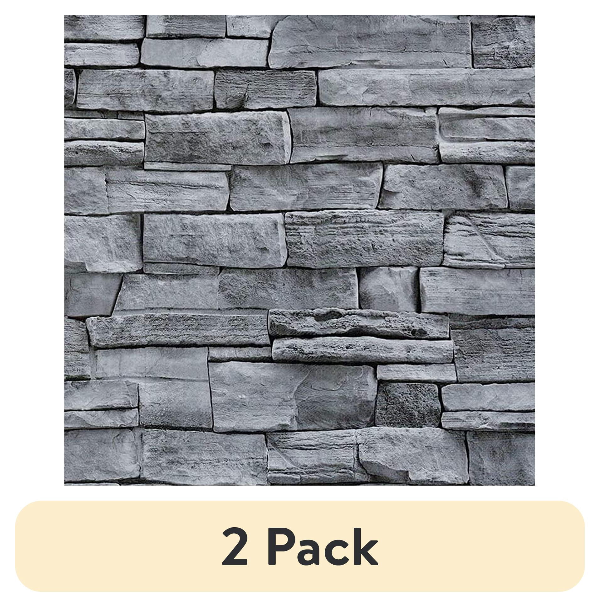 (2 pack) Abyssaly Gray Stone Brick Wallpaper Peel and Stick Wallpaper ...
