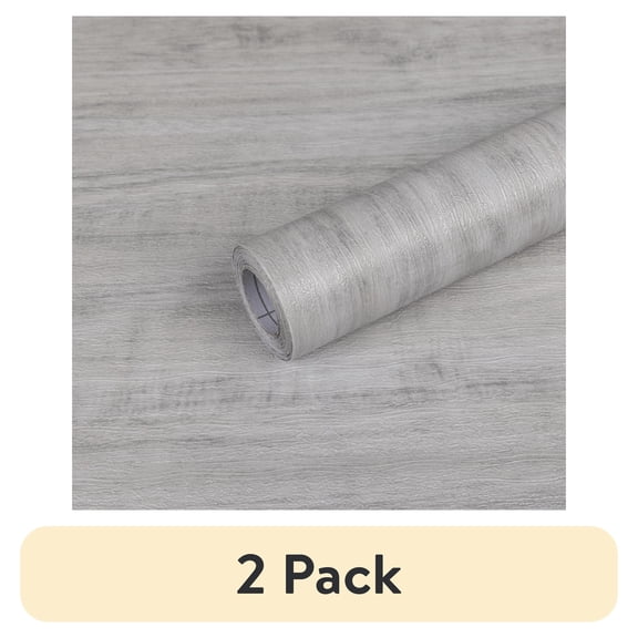 (2 pack) Abyssaly Gray Wood Wallpaper Peel and Stick Wallpaper Self-adhesive Removable Contact Wall Paper Waterproof for Bedroom Living Room Kitchen Shelves Wall 15.7"x 118"