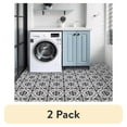 thumbnail image 1 of (2 pack) Abyssaly Peel and Stick Floor Tile 11.8" x 11.8" 10 Pcs Black and White Flower Floor Vinyl Flooring Waterproof DIY Flooring for Bathroom, Kitchen, Bedroom, Living Room, 1 of 8