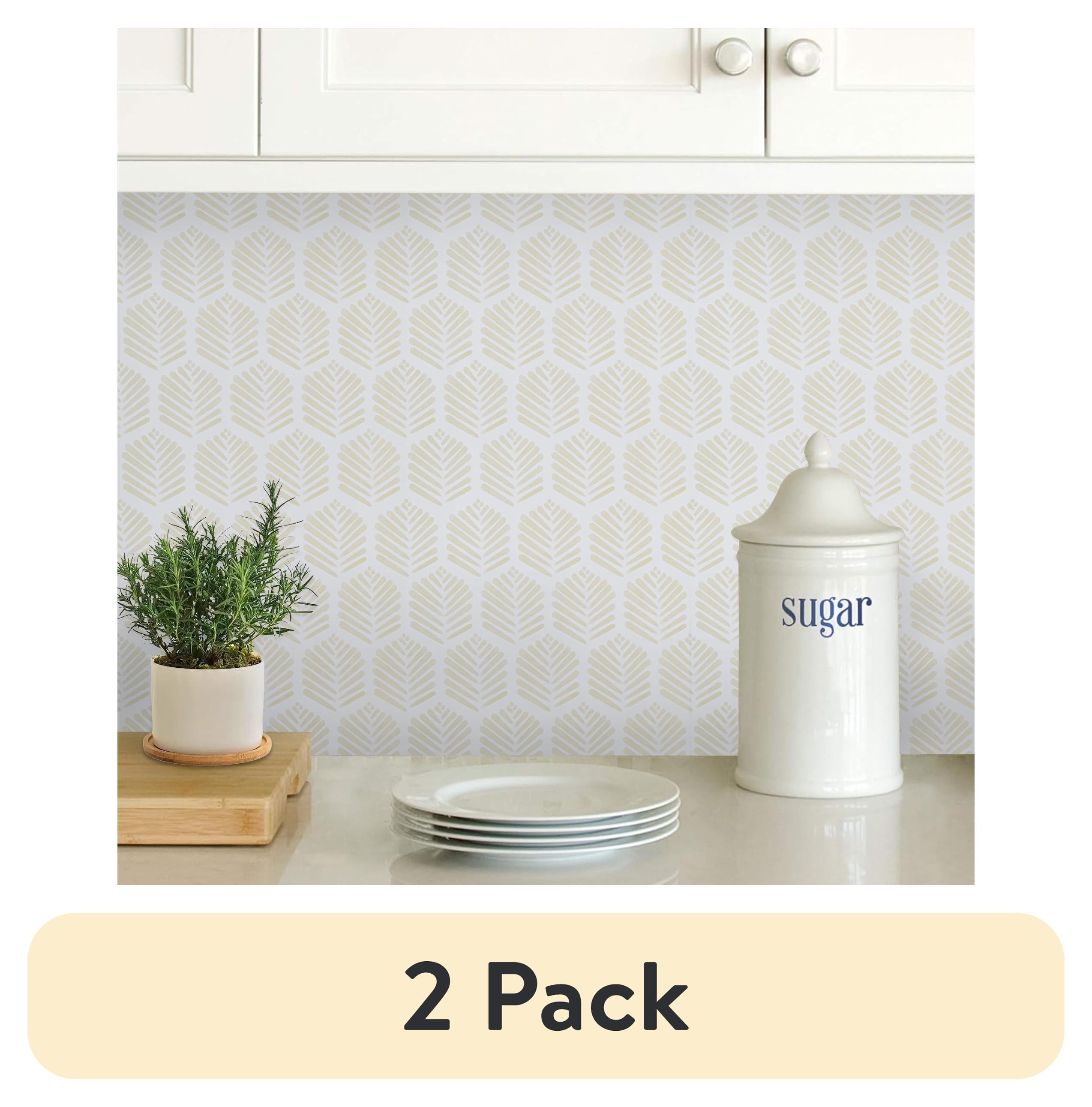 (2 pack) Abyssaly Peel and Stick Wallpaper 17.3"×118" Beige Leaf Self-Adhesive Removable Modern Wallpaper for Home Decor