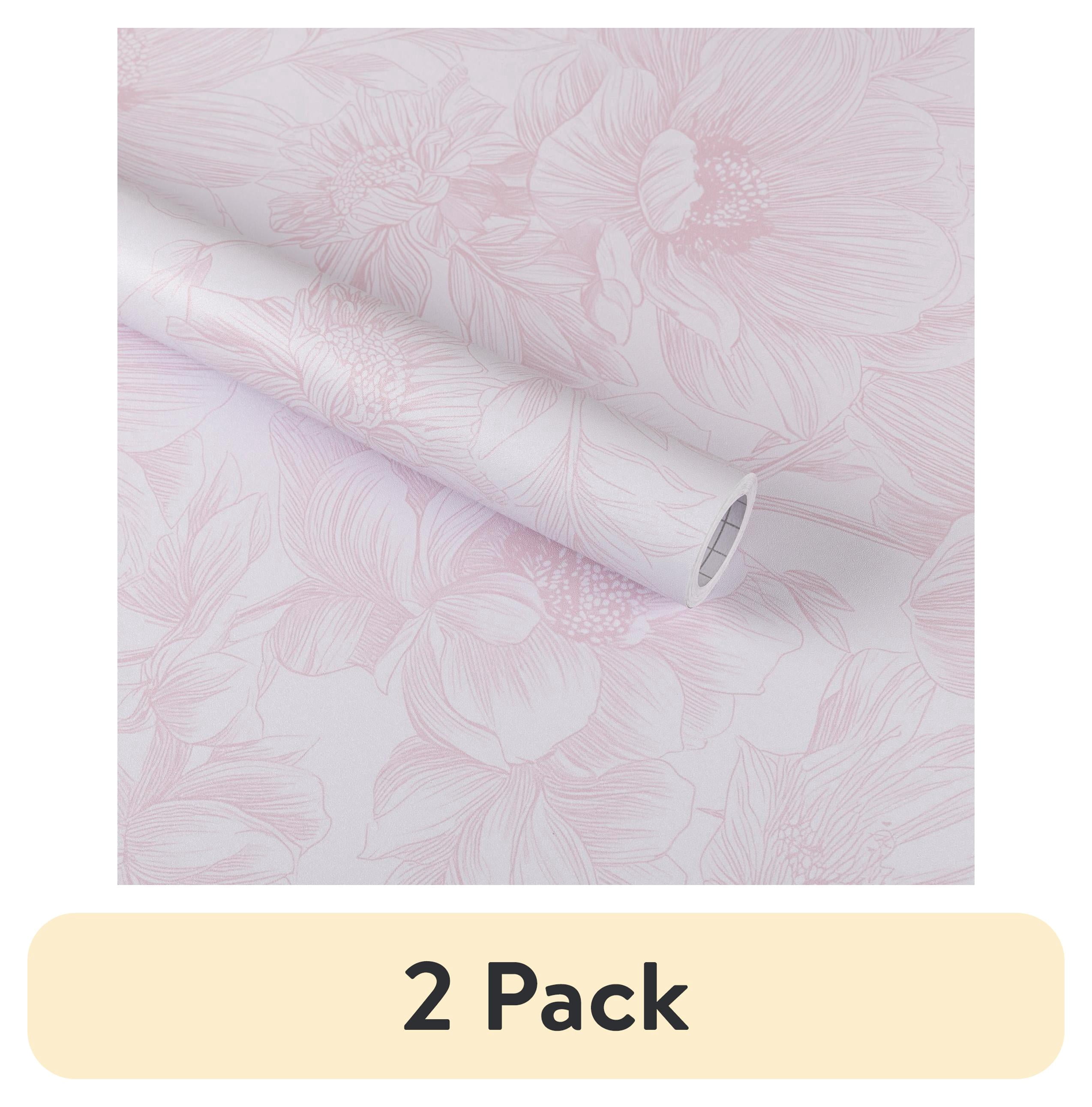(2 pack) Abyssaly Pink Floral Peel and Stick Wallpaper 17.3" × 118.1" Removable Self-Adhesive Vinyl Wall Paper for Home Decor