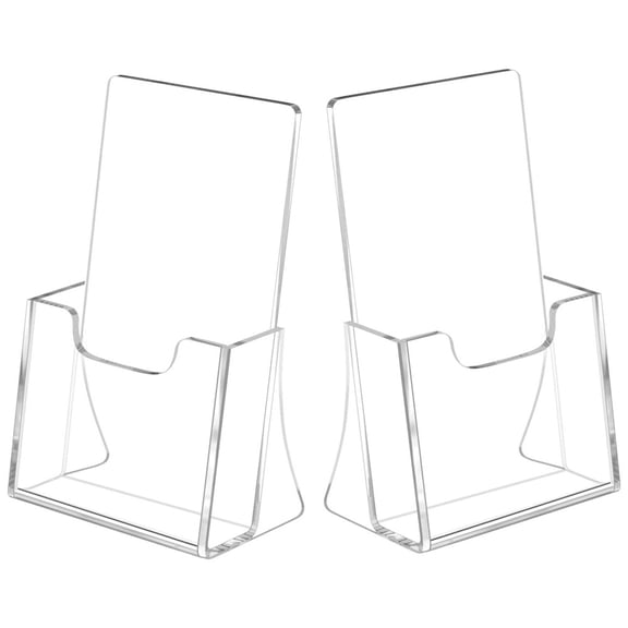 2 pack Acrylic Brochure Holder, Clear Acrylic Literature Holder Plastic Flyer Display Stand, Acrylic Countertop Organizer for Magazine, Pamphlet, Booklets, Menu, Journals