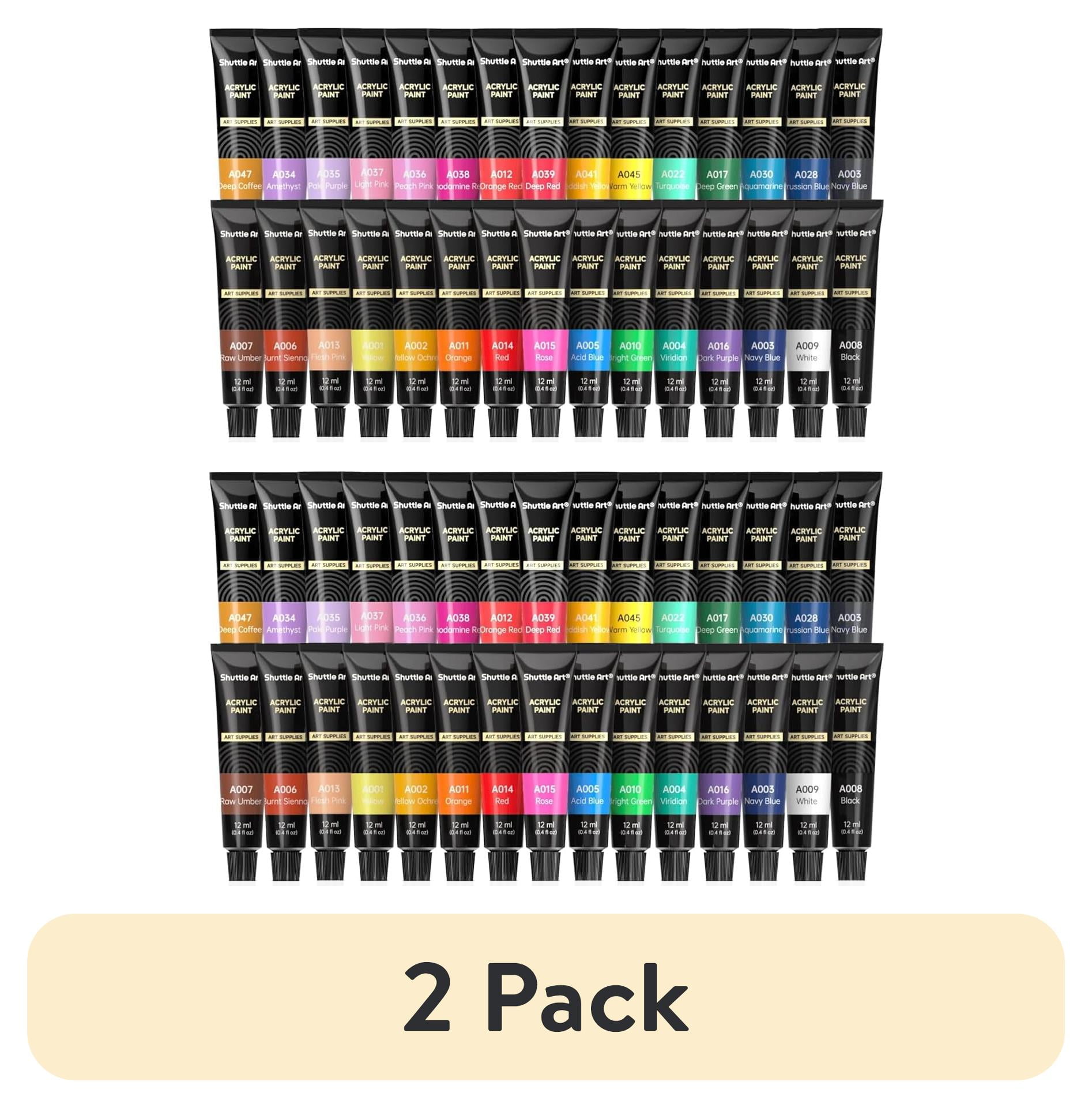 (2 pack) Acrylic Paint Set, Shuttle Art 30 x12ml Tubes Artist Quality Non Toxic Rich Pigments Colors Great for Kids Adults Professional Painting on Canvas Wood Clay Fabric Ceramic Crafts