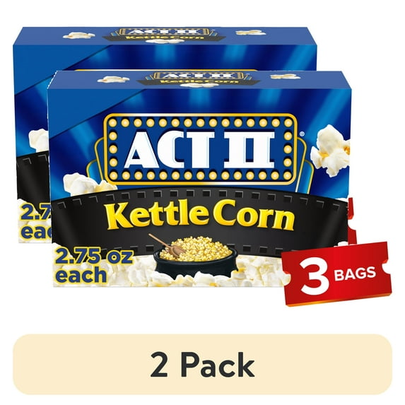 (2 pack) Act II Kettle Corn Microwave Popcorn, 2.75 oz., 3-Count Bags