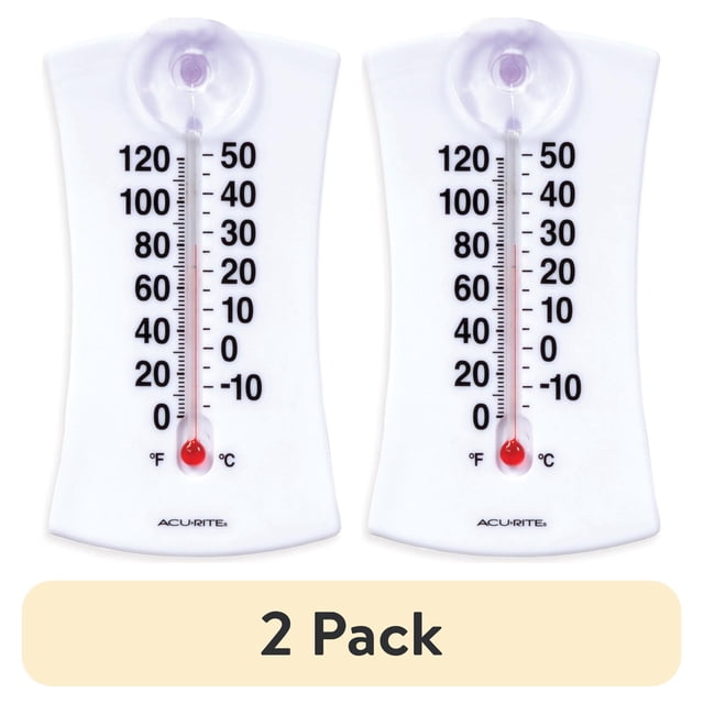 Registent (2 pack) AcuRite 4-inch Indoor/Outdoor Analog Thermometer with Suction ...