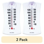 (2 pack) AcuRite 4-inch Indoor/Outdoor Analog Thermometer with Suction Cup, Weather-Resistant, No Battery Required