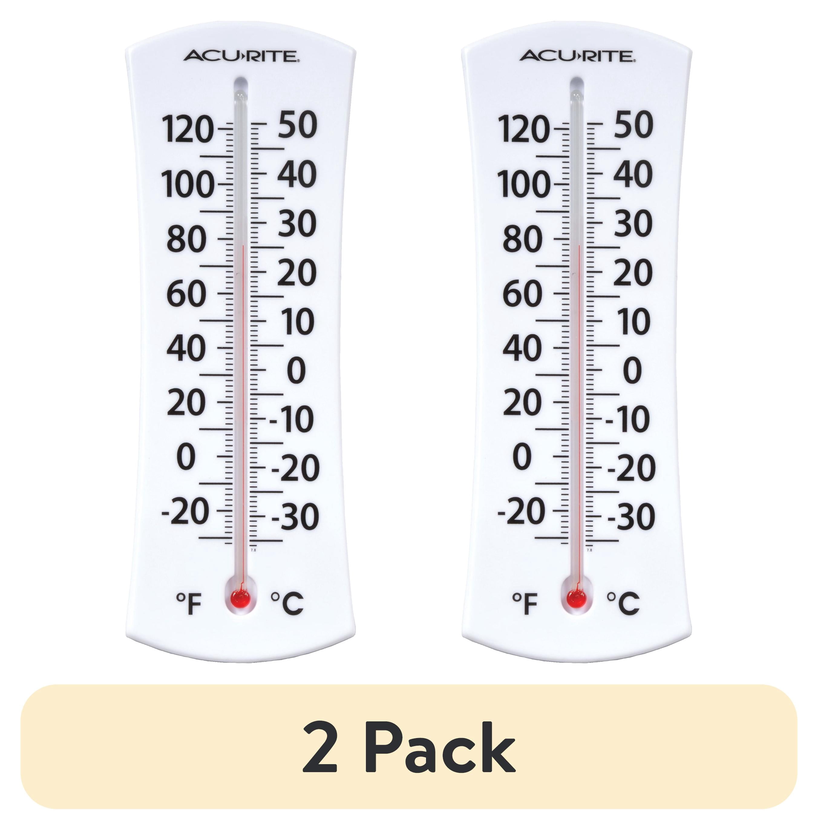 (2 pack) AcuRite 8" Analog Thermometer with Easy to Read Numbers; 8"x2"x0.62", Not Battery Powered; Plastic