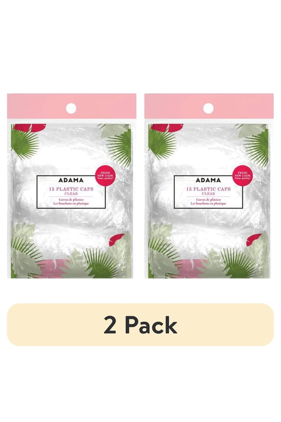 (2 pack) Adama Plastic Shower, Conditioning, Processing Caps, 15 Packs