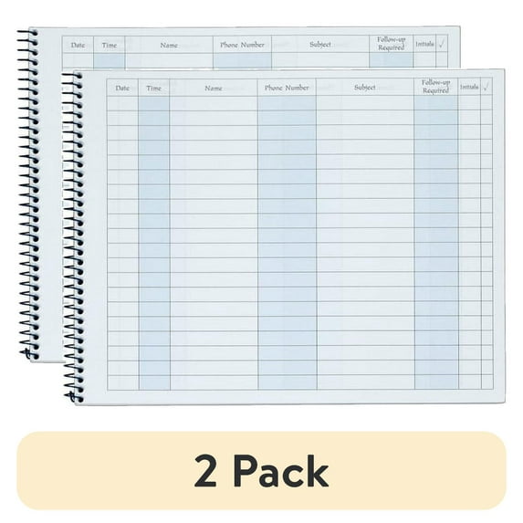 (2 pack) Adams Activity Log Book, Spiral Bound, 100 Pages, 8.5" x 11", White