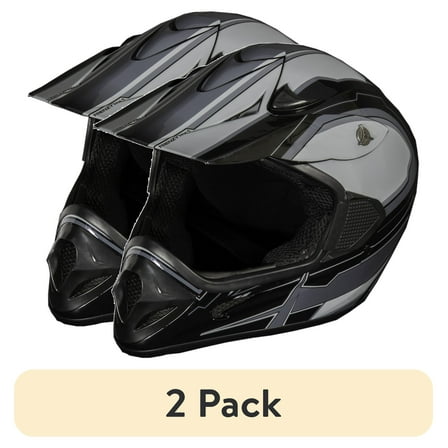 (2 pack) Adult Frenzy MX off-road ATV Helmet DOT Approved Black/Grey, Medium