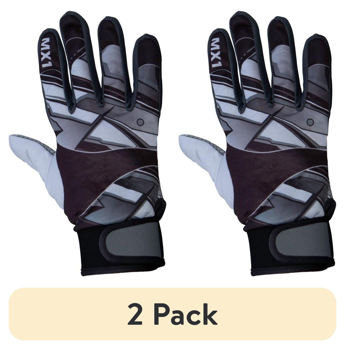 (2 pack) Adult MX off-road, ATV, BMX, Cycling, Riding, Outdoor Gloves - Black/Grey, XL