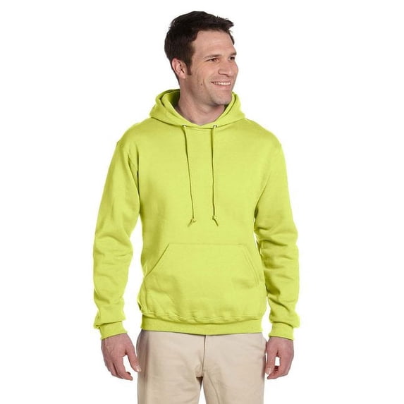 (2 pack) Adult Super Sweats® NuBlend® Fleece Pullover Hooded Sweatshirt - SAFETY GREEN - XL
