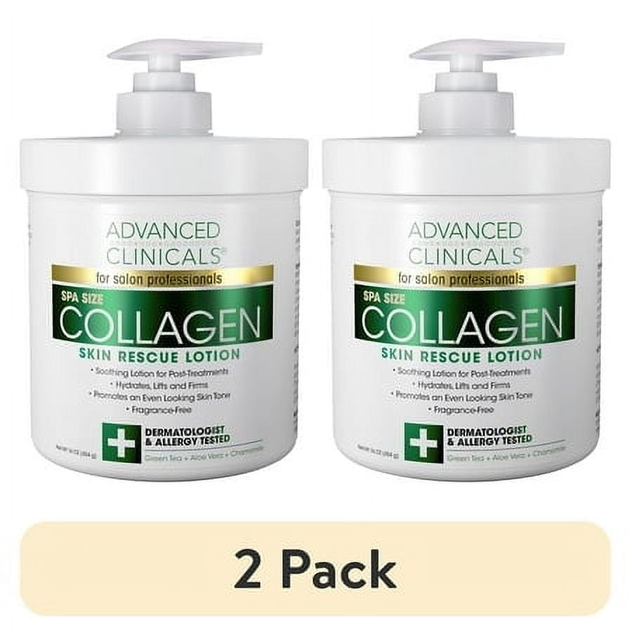 (2 pack) Advanced Clinicals Collagen Cream Body Lotion & Face Moisturizer W/ Vitamin E | Skincare Moisturizing Collagen Lotion For Women, Men, Hand, & Neck Improves Look Of Crepey Skin & Uneven Dry Skin, 16Oz