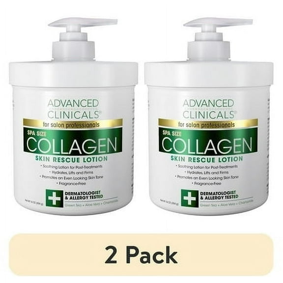 (2 pack) Advanced Clinicals Collagen Cream Body Lotion & Face Moisturizer W/ Vitamin E | Skincare Moisturizing Collagen Lotion For Women, Men, Hand, & Neck Improves Look Of Crepey Skin & Uneven Dry Skin, 16Oz