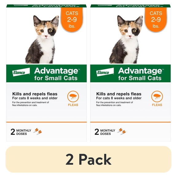 (2 pack) Advantage Topical Flea Treatment & Prevention For Small Cats 2-9 lbs. (2 Count)