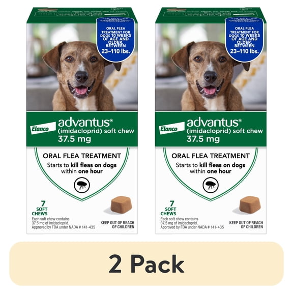 (2 pack) Advantus Chewable Flea Treatment for Dogs 23 - 110 lbs. | 7 Soft Chews