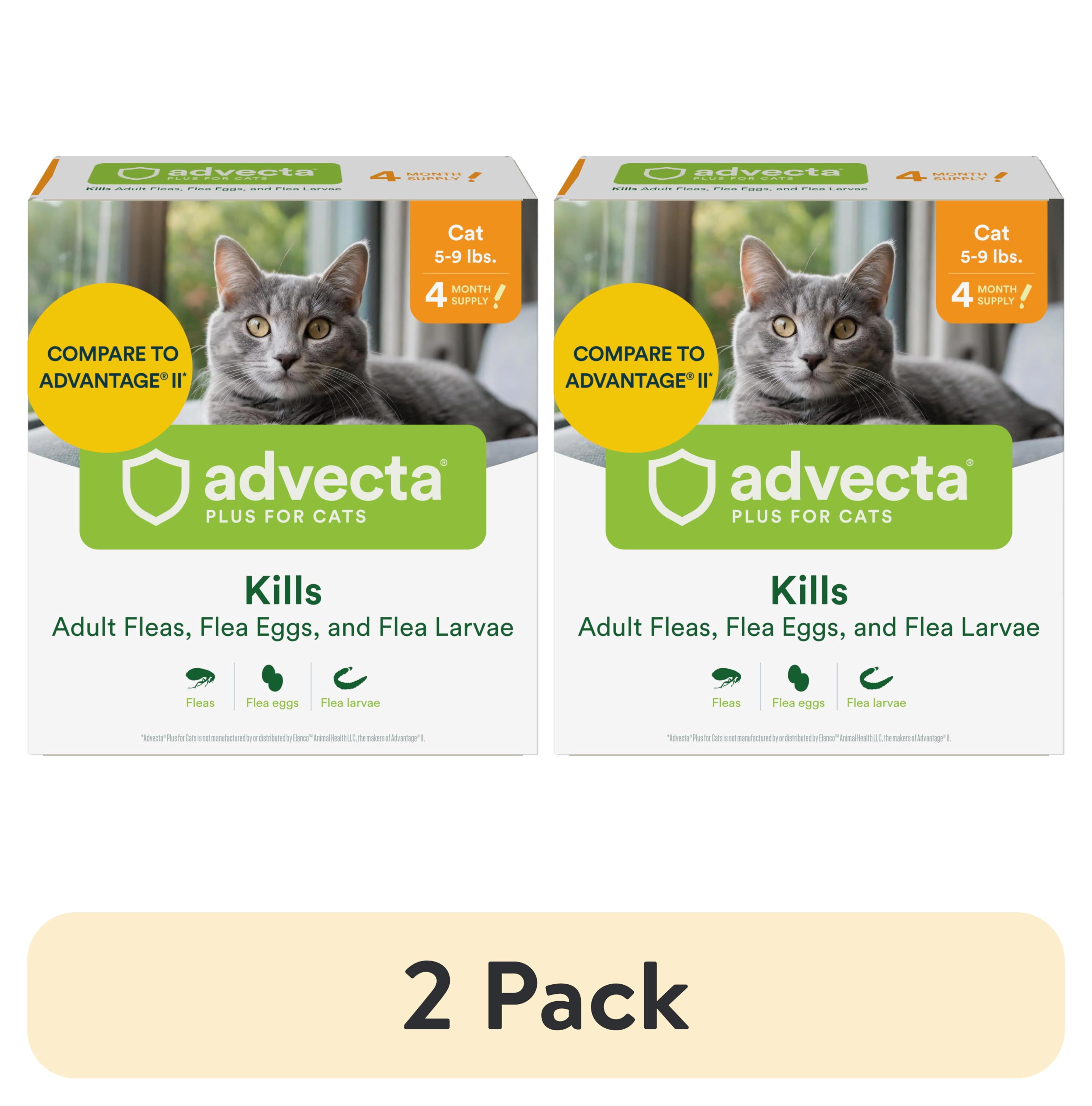 (2 pack) Advecta II Flea Treatment for Small Cat, 4 Monthly Treatments