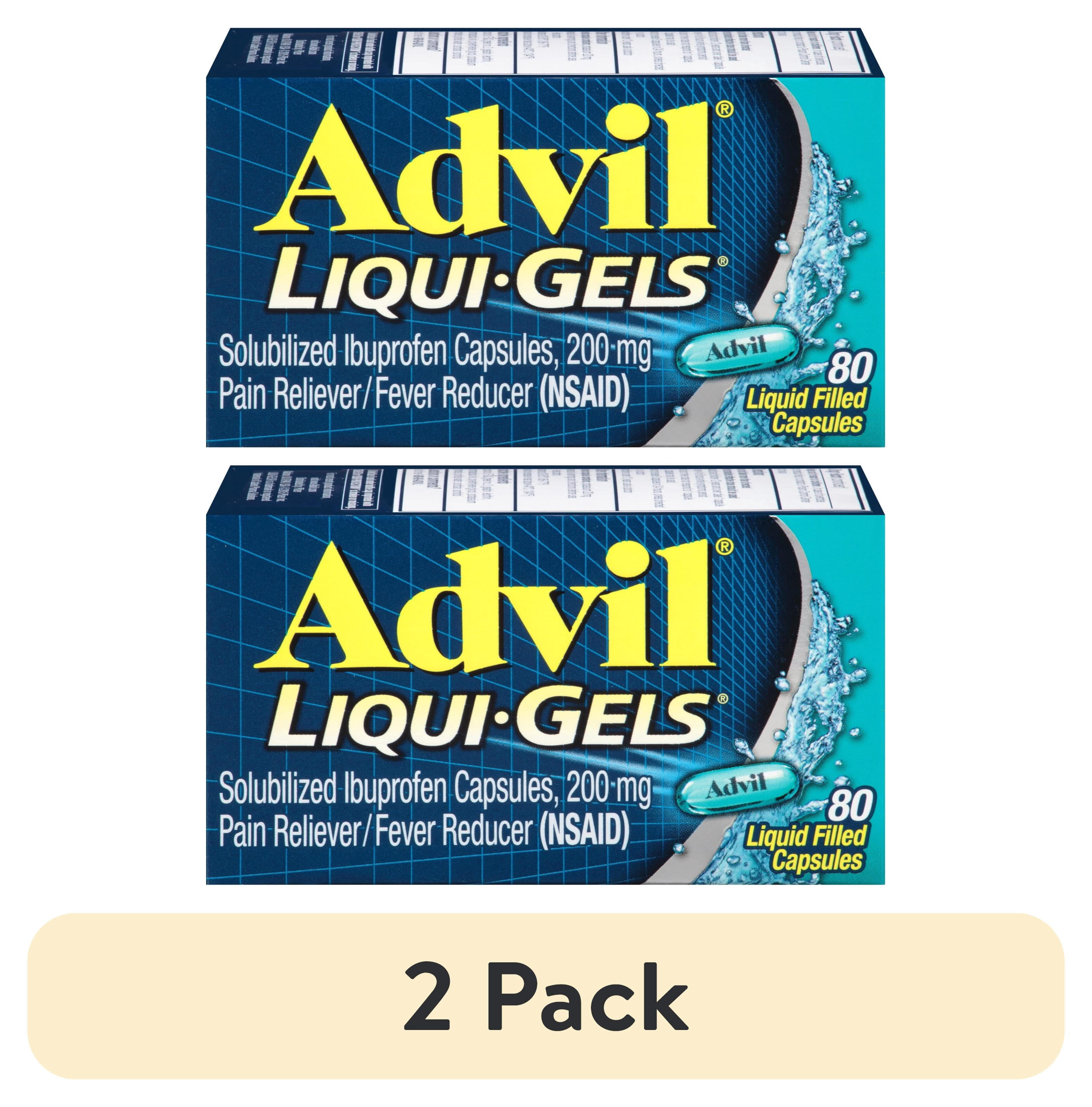 (2 pack) Advil Liqui-Gels Pain Relievers for Headache Relief, Fever Reducer Liquid Filled Capsules, 200 Mg Ibuprofen, 80 Count