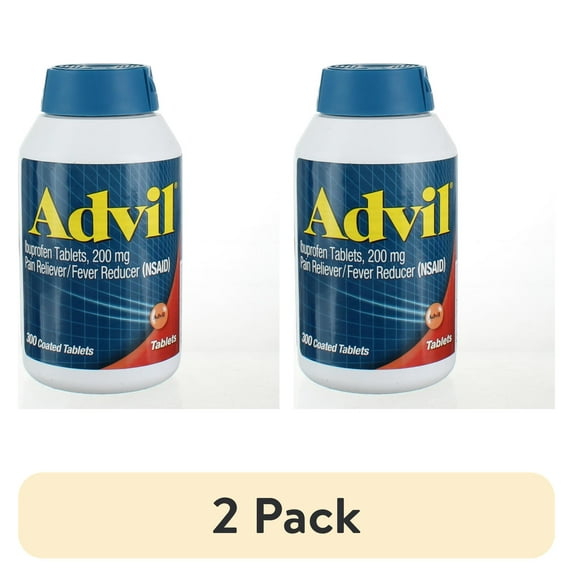 (2 pack) Advil Pain Reliever (NSAID) Fever Reducer Ibuprofen Tablets, 200 mg, 300 Ct