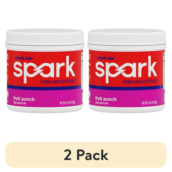 (2 pack) AdvoCare Spark Energy Drink Mix Vitamin & Amino Acid Powder Supplement, Fruit Punch Flavor, 10.5 oz