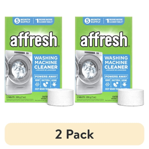 (2 pack) Affresh Washing Machine Cleaner, Helps Power Away Odor Causing Bacteria & Grime Deep Inside Pump, Valve & Hoses, 5 Time Release Tablets, 5 Month Supply