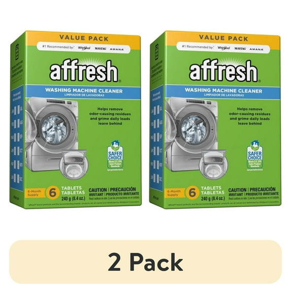 (2 pack) Affresh Washing Machine Cleaner, Cleans Front Load and Top Load Wash - 6 Tablets