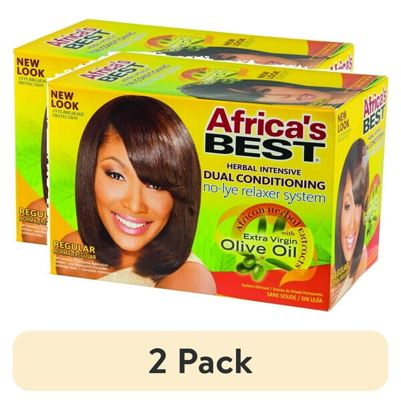 (2 pack) Africa's Best Herbal Intensive Dual Conditioning Adult No-Lye Hair Relaxer, Reg Strength, Normal