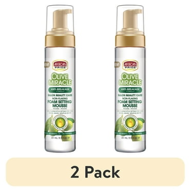 (2 pack) African Pride Olive Miracle Mousse, Foaming 8.5 oz., Moisturizing, Curly, Unisex