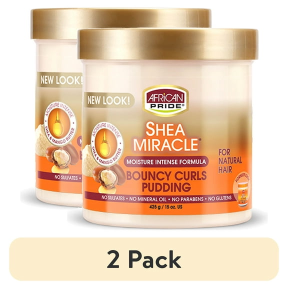(2 pack) African Pride Shea Butter Miracle Bouncy Curls Pudding 15 oz. Jar, Curly Hair, Moisturizing