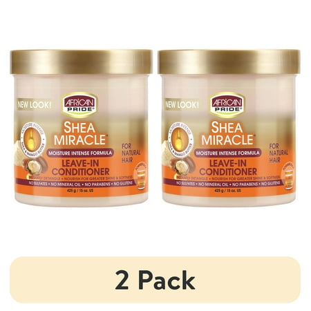 (2 pack) African Pride Shea Butter Miracle Leave-in Conditioner, 15 oz, Curly Hair, Moisturizing
