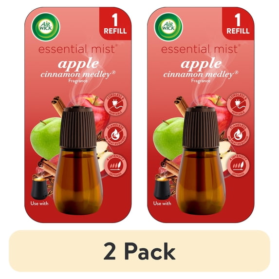 (2 pack) Air Wick Essential Mist Scented Oil Air Freshener Diffuser Refill, Apple and Cinnamon, 1 Count