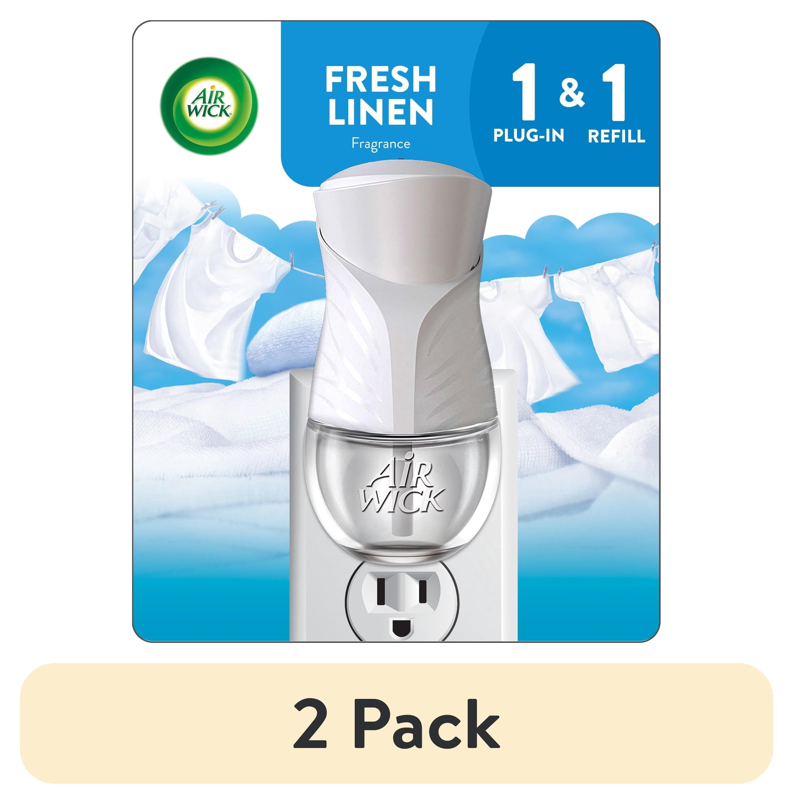 (2 pack) Air Wick Plug-in Scented Oil Warmer Air Freshener Starter Kit, Fresh Linen, 2 Piece Set