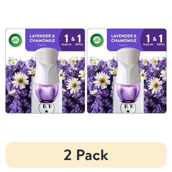 (2 pack) Air Wick Plug-In Scented Oil Air Freshener Warmer Starter Kit, Lavender and Chamomile, 2 Piece