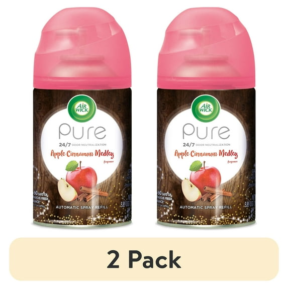 (2 pack) Air Wick, Pure Freshmatic Refill, Automatic Spray, Apple Cinnamon Medley, 5.89oz, Fall Scent, Can