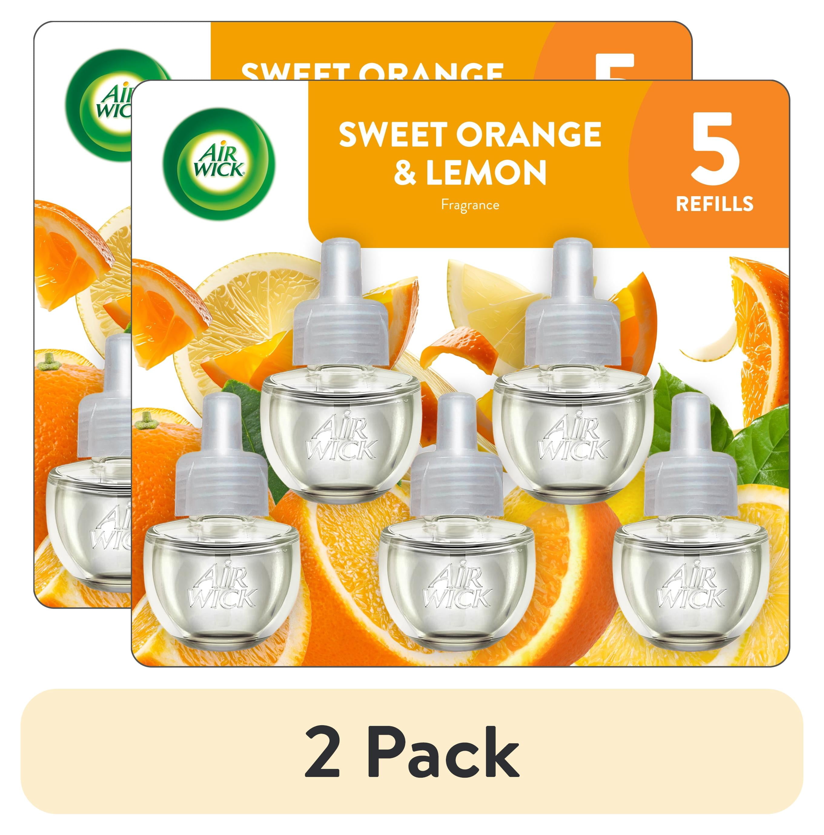 (2 pack) Air Wick Plug-In Scented Oil Air Freshener Warmer Refills, Sweet Orange and Lemon, 5 Count