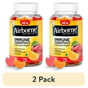 2 pack Airborne Immune Essentials Vitamin C Gummies, Multivitamin Immunity Support Supplement, Assorted Fruit Flavor, 60 count
