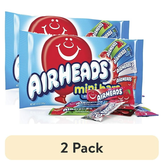 (2 pack) Airheads Candy Variety Bag, Individually Wrapped Assorted Fruit Mini Bars, 12 oz