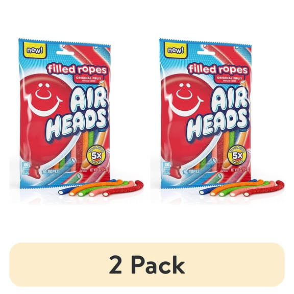 (2 pack) Airheads Fruit Flavored Filled Ropes Candy, 5 oz Bag