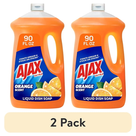 (2 pack) Ajax Ultra Liquid Dish Soap Orange Scent, Triple Action, 90 fl oz Bottle