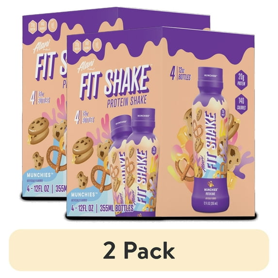 (2 pack) Alani Nu, Fit Shake, Protein Shake, Munchies, 20 Grams, 12oz, 4 Pk