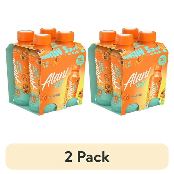 (2 pack) Alani Nu Protein Shake, Munchies, 12 fl oz, 4 Pack, Bottles, 30g Protein, Gluten Free