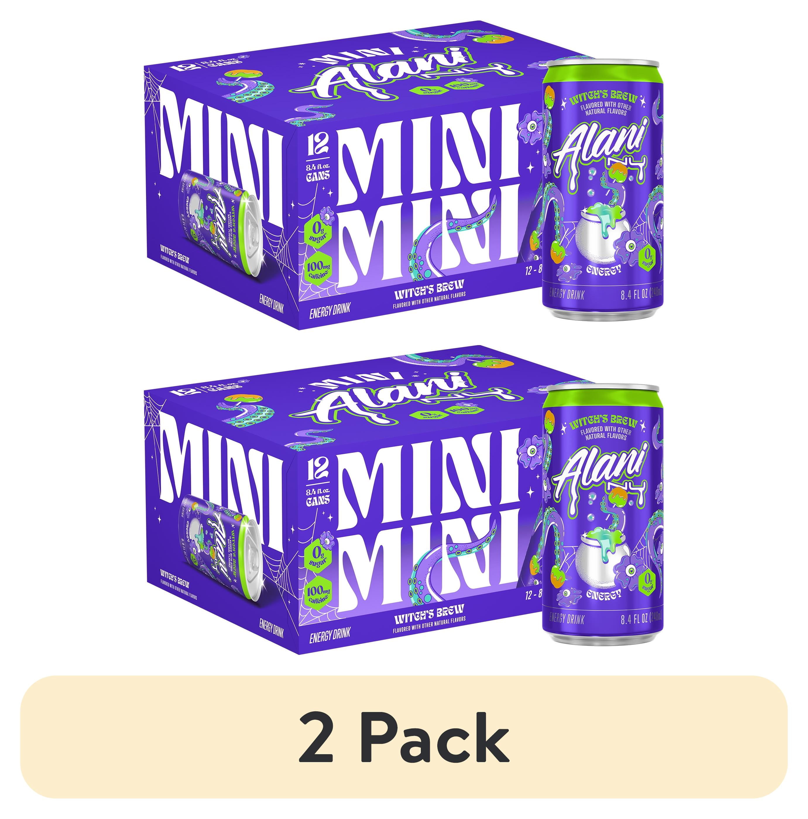 (2 pack) Alani Nu Sugar Free Energy Drink Mini, Witch's Brew, 8.4 fl oz, 12 Pack, Cans, 100mg Caffeine
