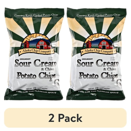 (2 pack) Alaska Chip Company Sour Cream & Chive Potato Chips, 8 oz