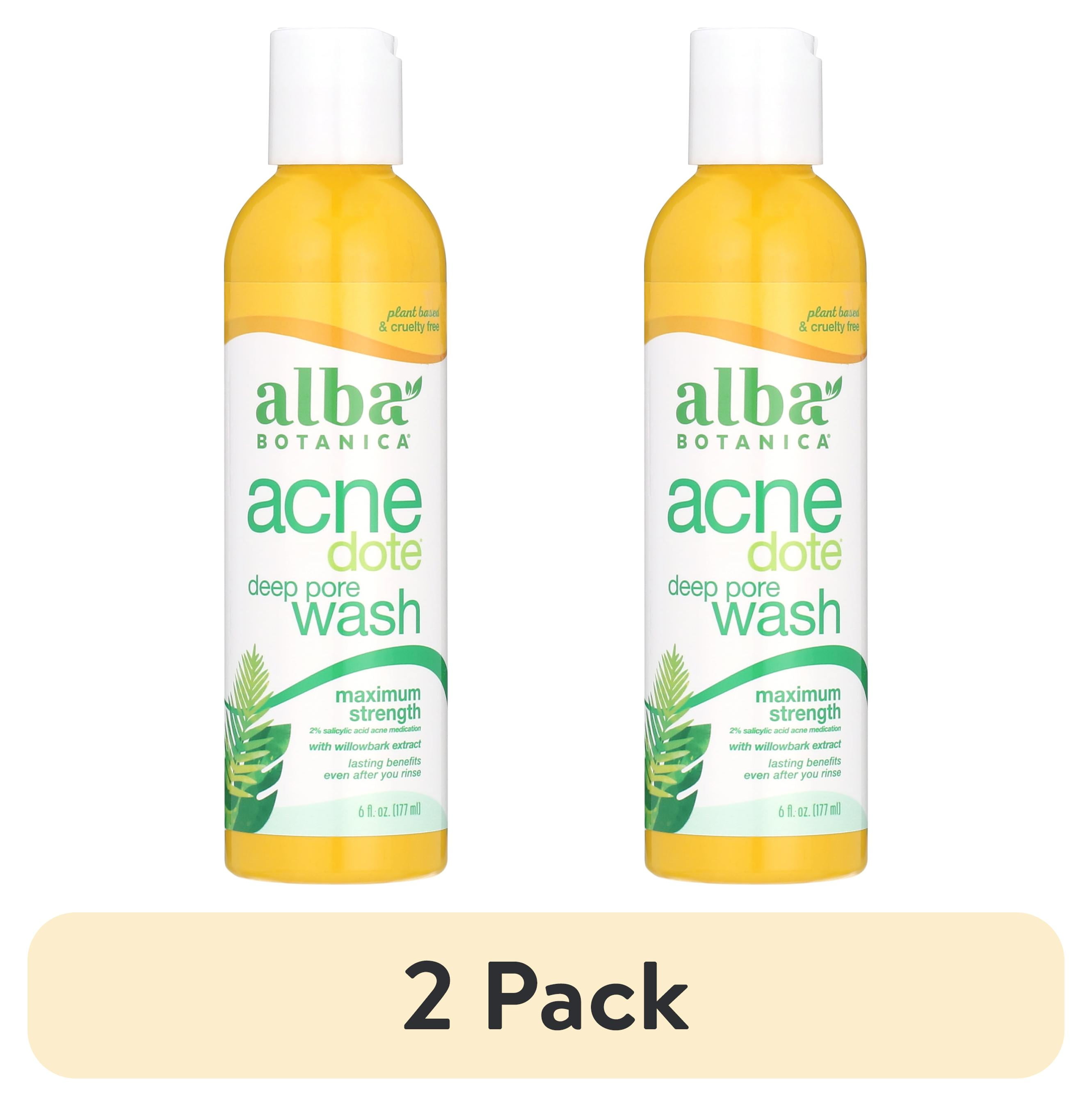 (2 pack) Alba Botanica Acnedote Maximum Strength Facial Deep Pore Wash, 6 fl oz
