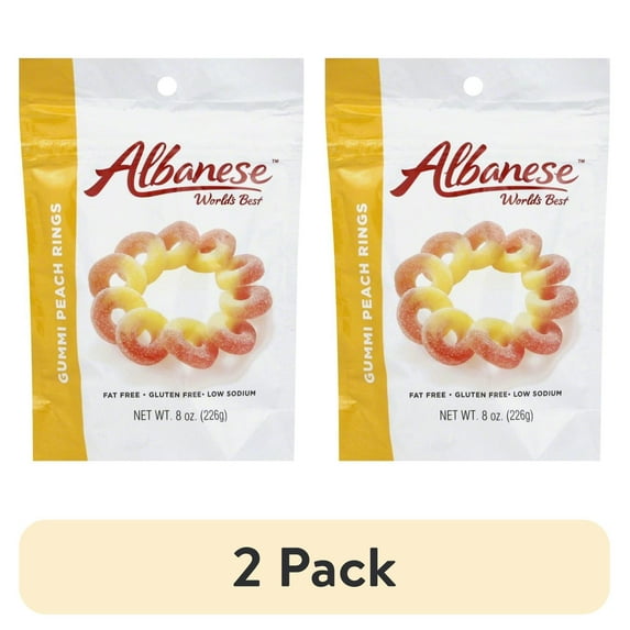 (2 pack) Albanese Peach Ring Candy, 8 Oz