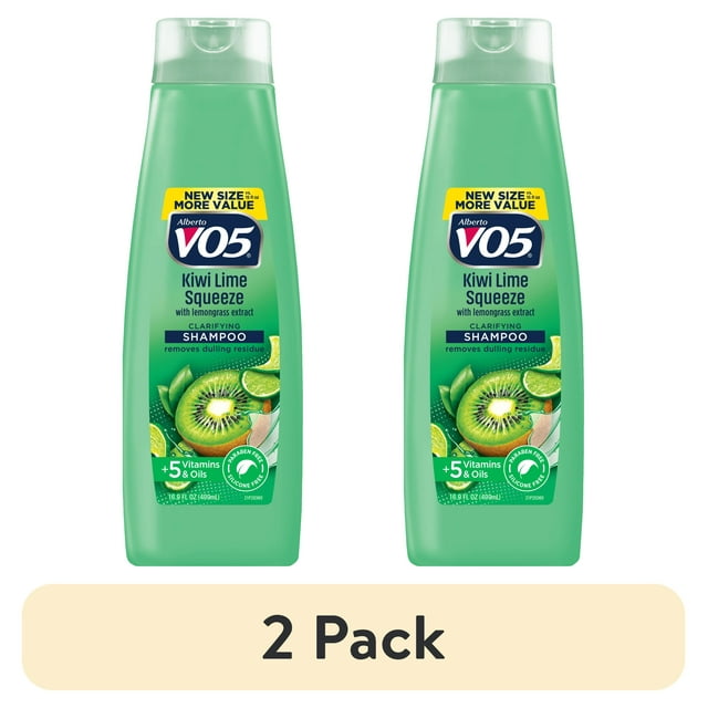 (2 pack) Alberto VO5 Kiwi Lime Squeeze Clarifying Shampoo with Vitamin E & C, for All Hair Types, 16.9 fl oz
