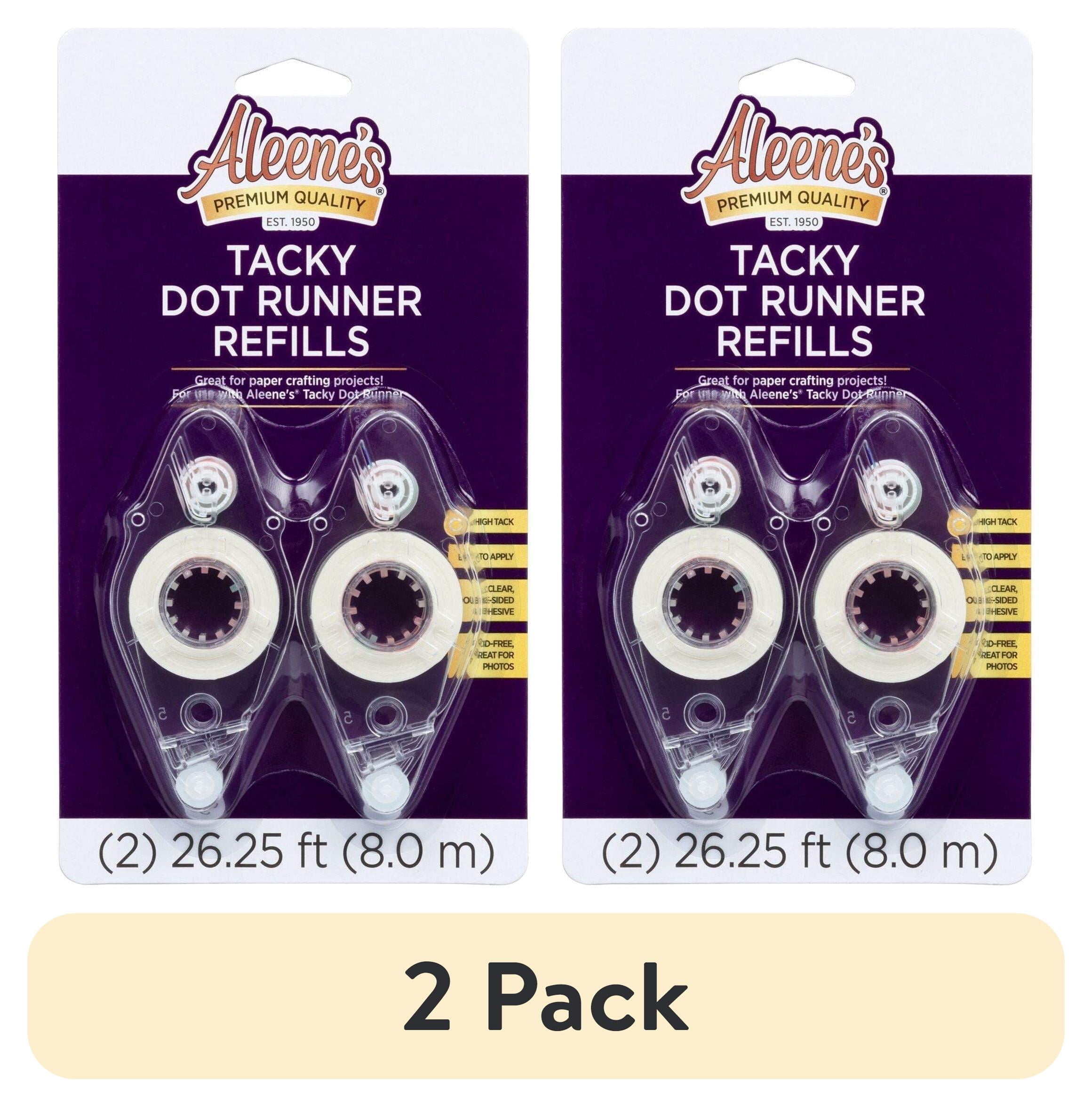(2 pack) Aleene's Adhesive 2 Pack Tacky Dot Runner Refills, 2 (26.25 ft) Clear Double-sided Stick 48977