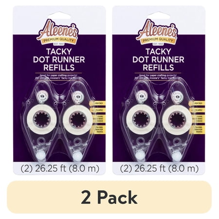 (2 pack) Aleene's Adhesive 2 Pack Tacky Dot Runner Refills, 2 (26.25 ft) Clear Double-sided Stick 48977
